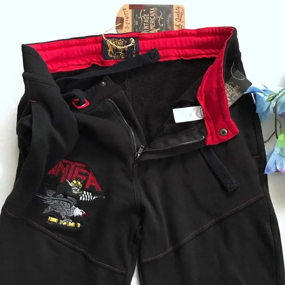 Vintage Americana NWT Black Jogger with Patches Men M - Picture 5 of 12